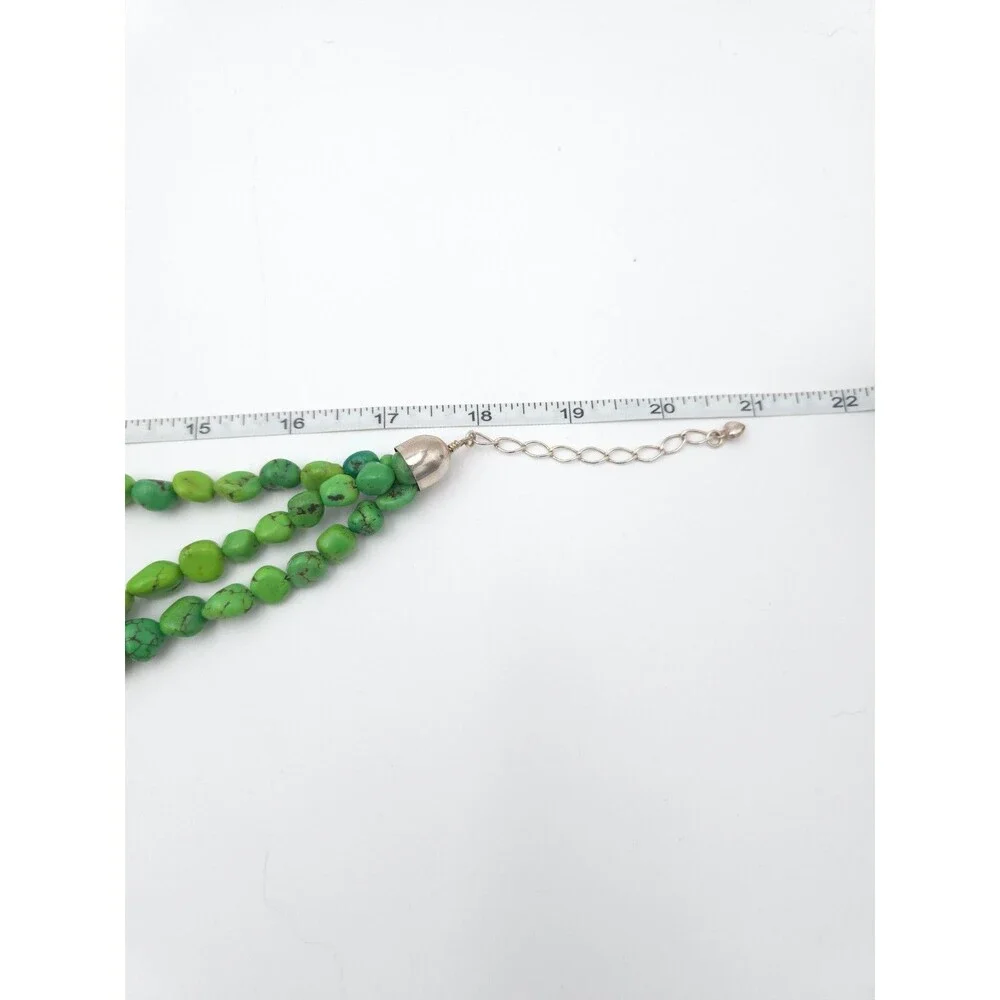 DTR Jay King Green Turquoise sterling silver necklace 3 strand Mine Finds chunky - Picture 5 of 12
